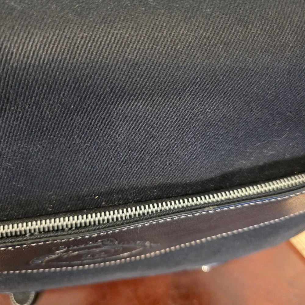 Ghurka Original Collection Black Twill Leather Messenger Bag Laptop Briefcase